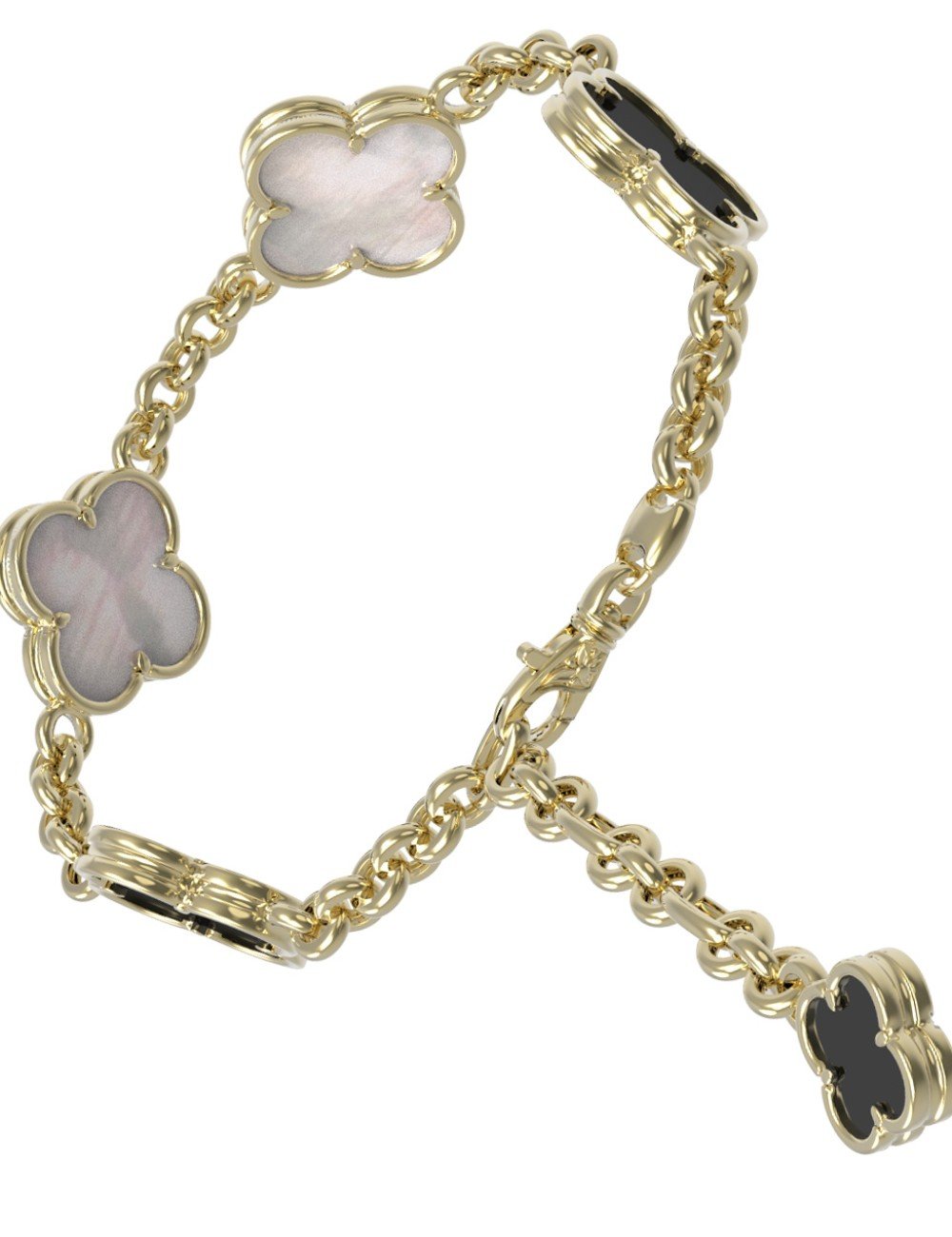 Браслет из лимонного золота c ониксом и перламутром