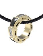 Подвеска из лимонного золота c бриллиантами и ониксом