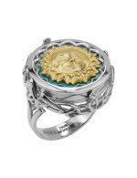 Кольцо из белого золота c бирюзой и лазуритом