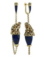 Серьги из лимонного золота c эмалью и лазуритом
