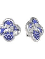 Серьги из белого золота c эмалью и перламутром