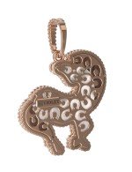 Подвеска из золота c эмалью, тигровым глазом и перламутром