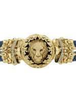 Браслет из лимонного золота c эмалью, бриллиантами, кожаным шнурком и ониксом