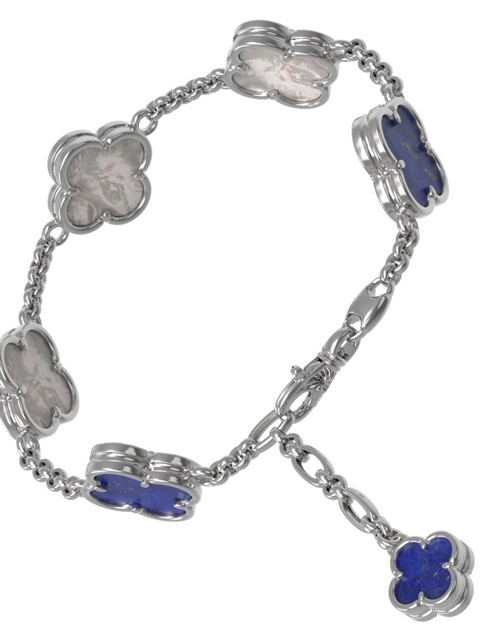 Браслет из белого золота c лазуритом и перламутром