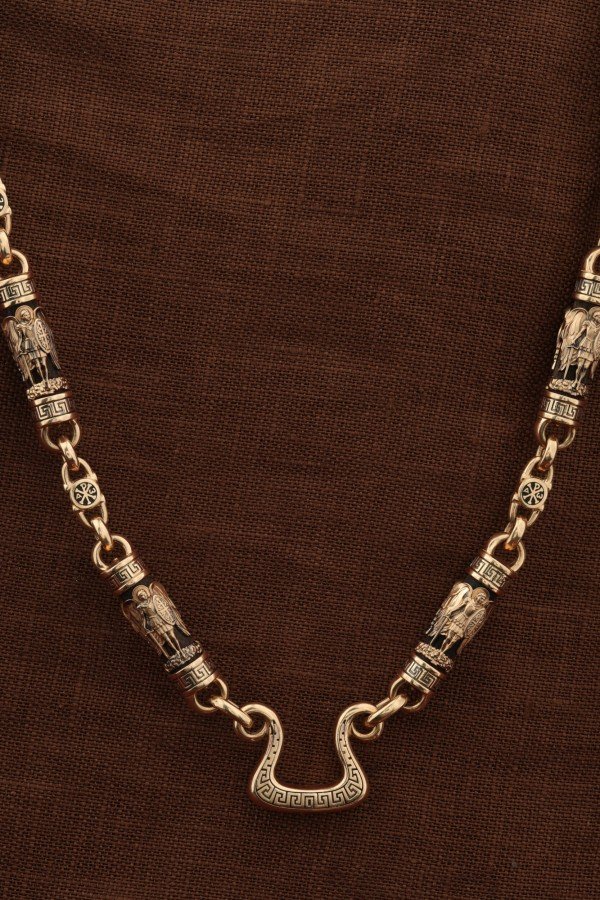 Цепь из золота c эмалью и эбеновым деревом