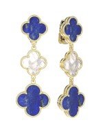 Серьги из лимонного золота c лазуритом и перламутром