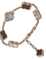 Браслет из золота c тигровым глазом и перламутром