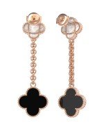 Серьги из золота c ониксом и перламутром