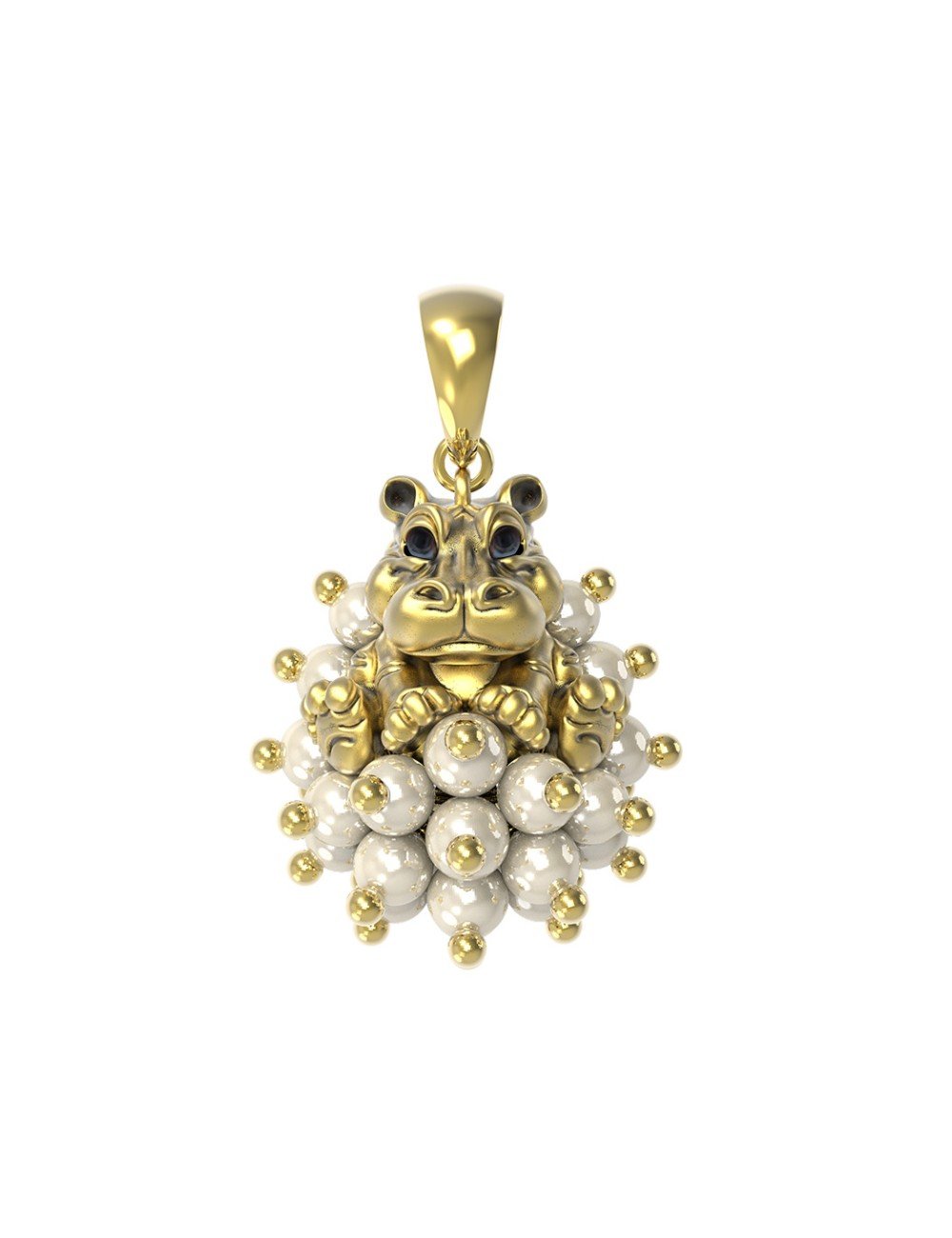 Подвеска из лимонного золота c эмалью и жемчугом