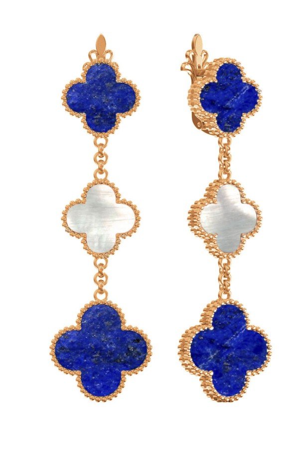 Серьги из золота c лазуритом и перламутром