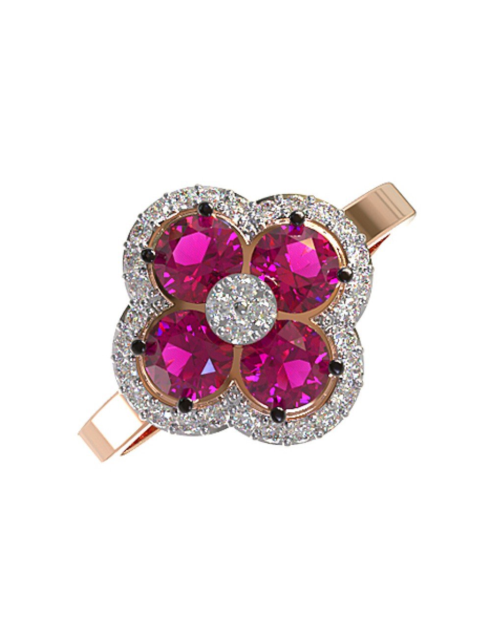 Кольцо из золота c бриллиантами и рубином