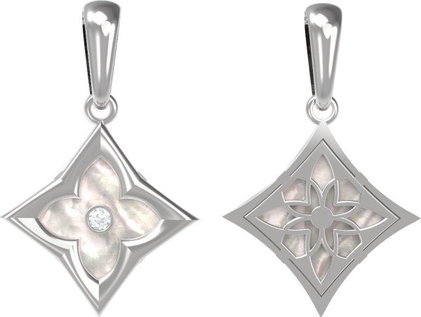 Подвеска из белого золота c бриллиантами и перламутром