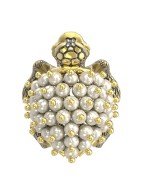 Кольцо из лимонного золота c эмалью и жемчугом