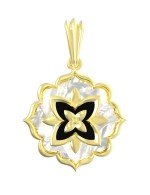 Подвеска из лимонного золота c ониксом и перламутром