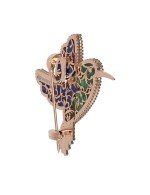 Брошь из золота c эмалью, лазуритом и малахитом