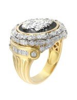 Кольцо из лимонного золота c бриллиантами и ониксом