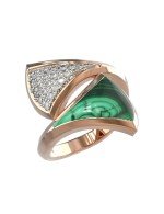 Кольцо из золота c бриллиантами и малахитом