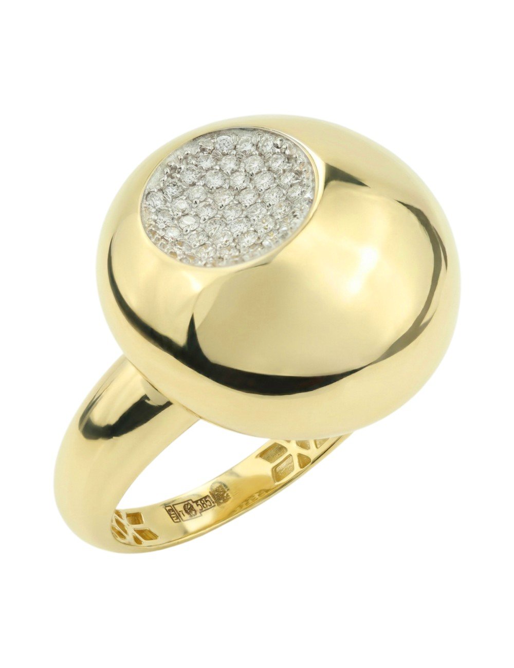 Кольцо из лимонного золота c бриллиантами