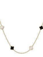 Колье из лимонного золота c ониксом и перламутром