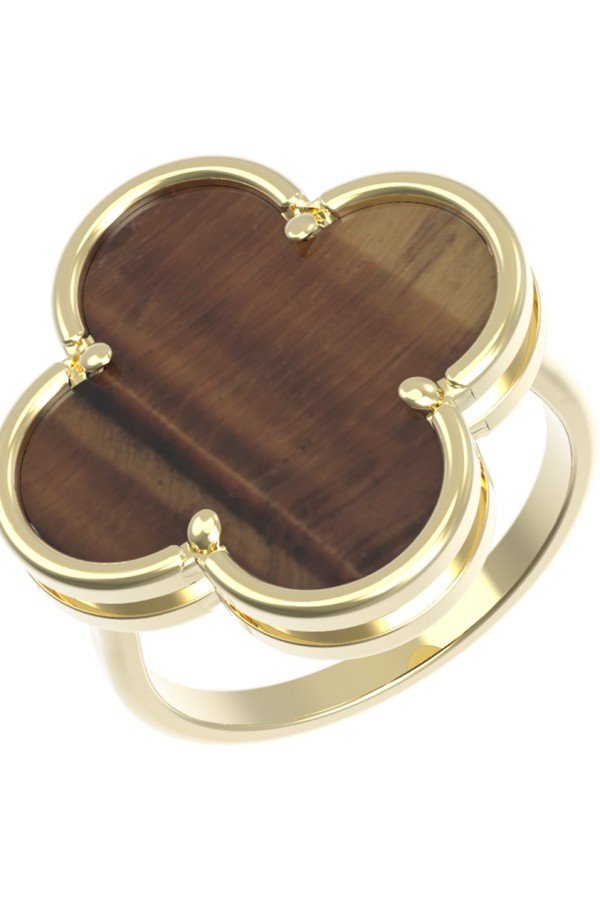 Кольцо из лимонного золота c тигровым глазом