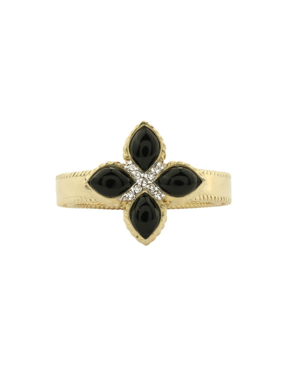 Кольцо из лимонного золота c бриллиантами и ониксом