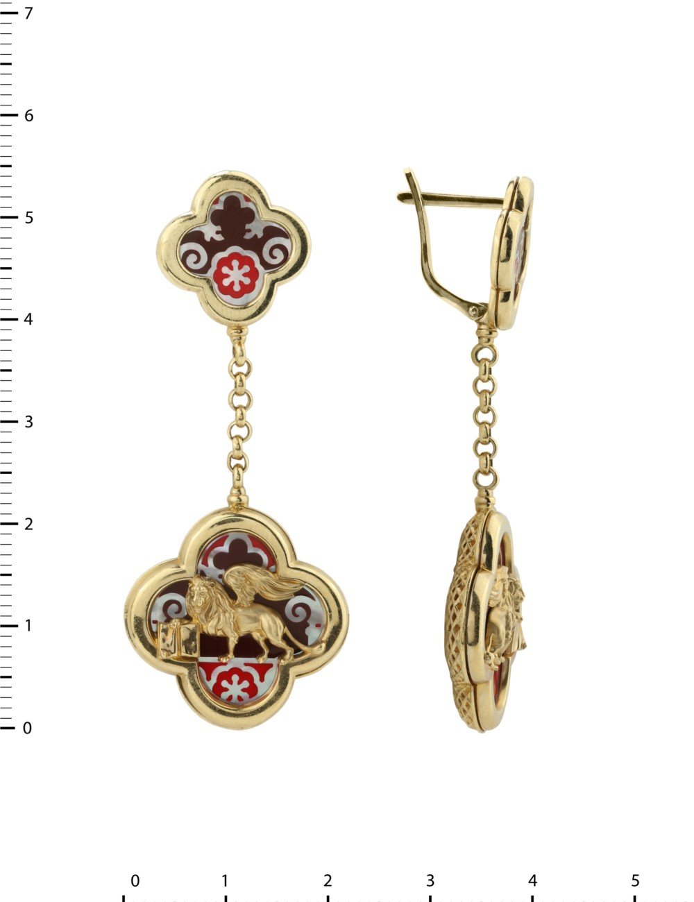 Серьги из лимонного золота c эмалью и перламутром