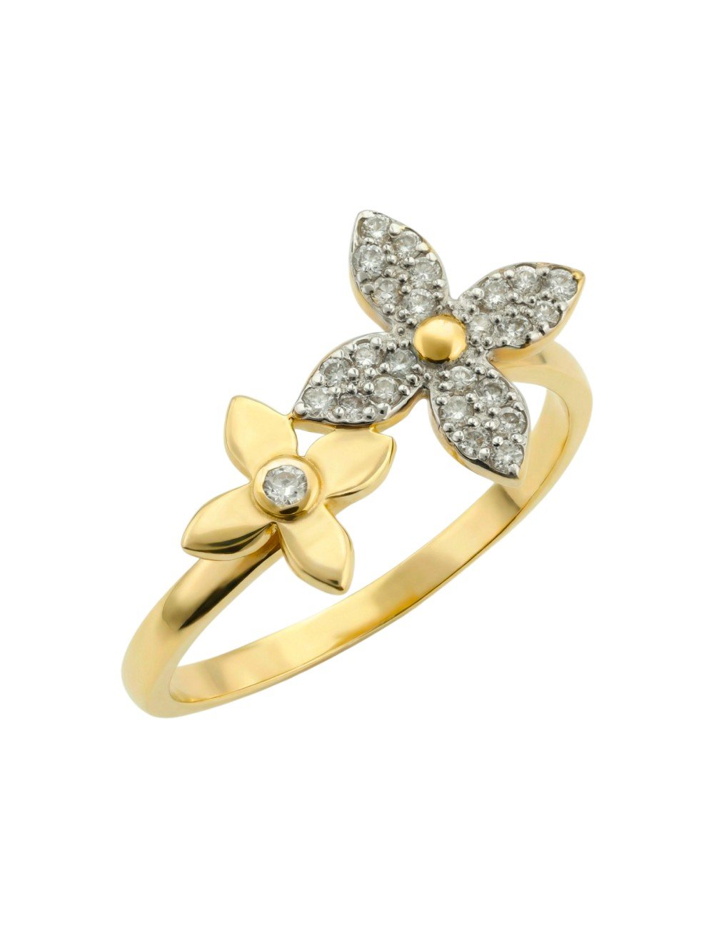 Кольцо из лимонного золота c бриллиантами