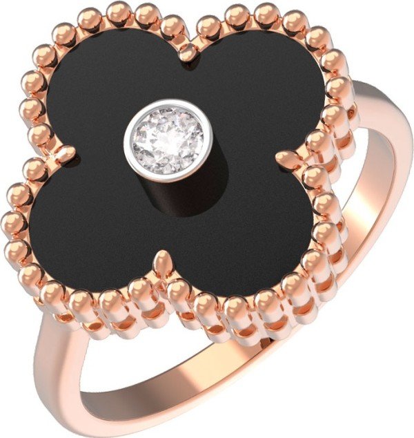 Кольцо из золота c бриллиантами и ониксом