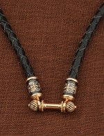 Гайтан из золота c кожаным шнурком