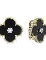 Серьги из лимонного золота c бриллиантами и ониксом