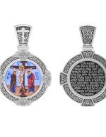 Образок из белого золота c эмалью и иконописью