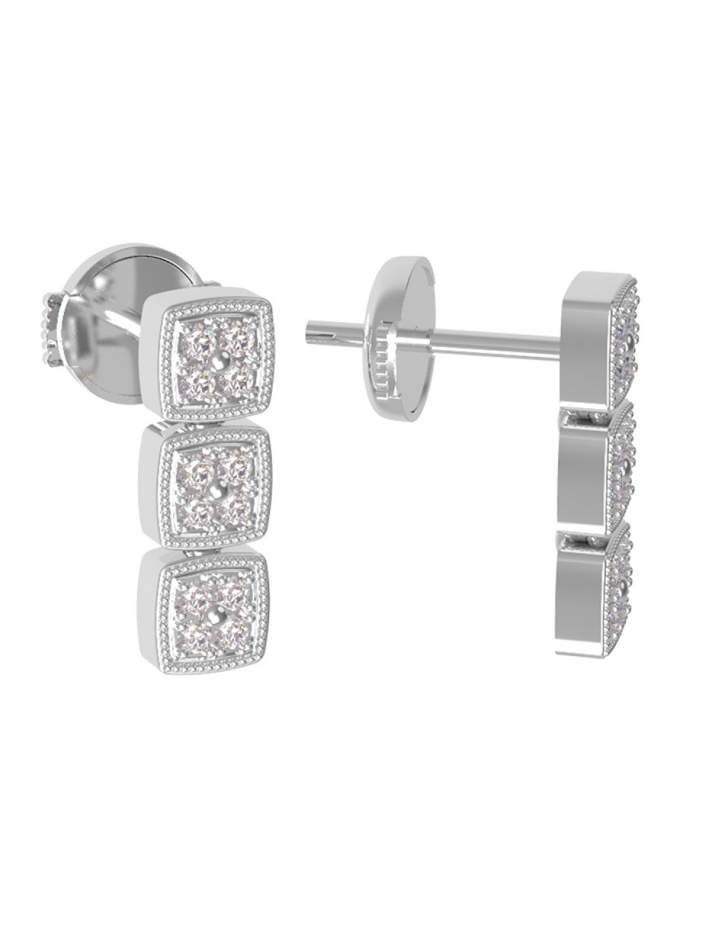 Серьги из белого золота c бриллиантами