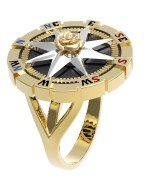 Кольцо из лимонного золота c эмалью и ониксом