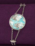 Браслет из белого золота c бирюзой и перламутром