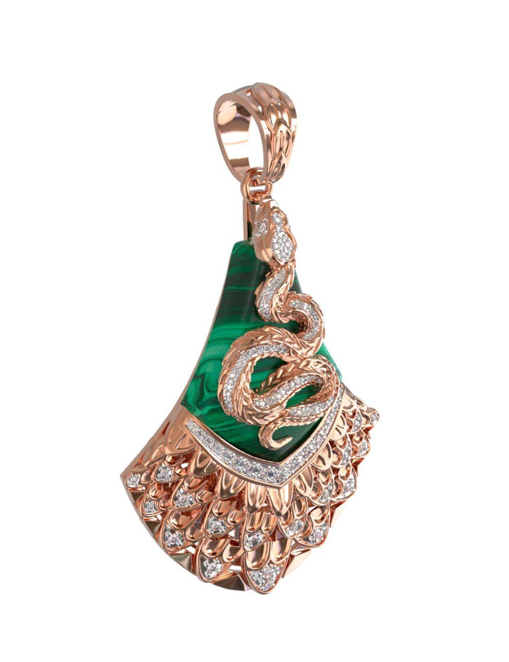 Подвеска из золота c бриллиантами и малахитом