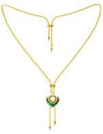 Колье из лимонного золота c фианитом, малахитом и перламутром