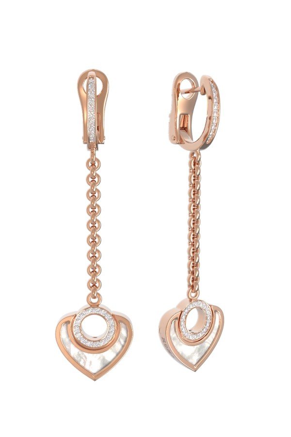 Серьги из золота c бриллиантами и перламутром