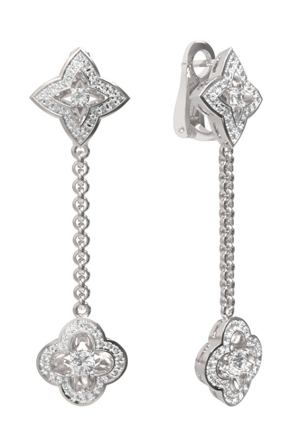 Серьги из белого золота c бриллиантами