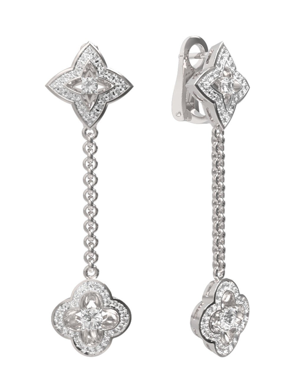 Серьги из белого золота c бриллиантами