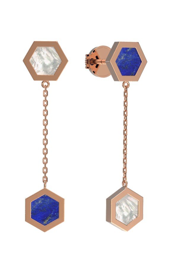 Серьги из золота c лазуритом и перламутром