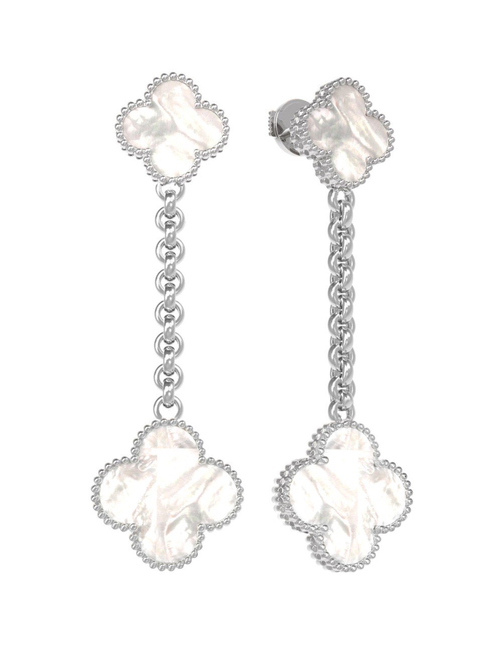 Серьги из белого золота c перламутром