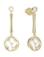 Серьги из лимонного золота c фианитом и перламутром