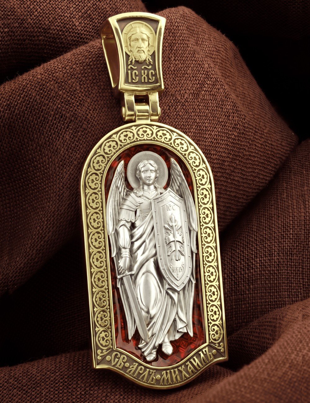 Образок из лимонного золота c эмалью