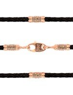 Гайтан из золота c кожаным шнурком