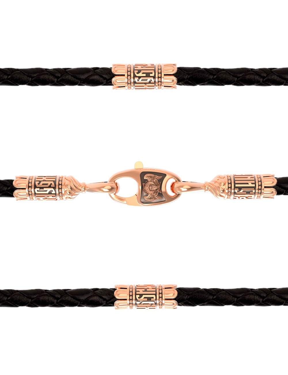 Гайтан из золота c кожаным шнурком