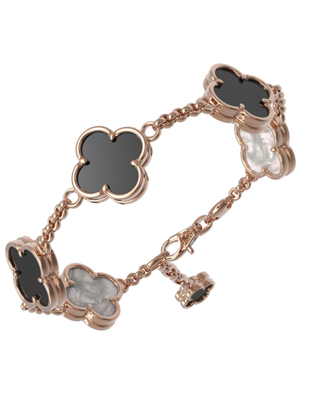 Браслет из золота c ониксом и перламутром