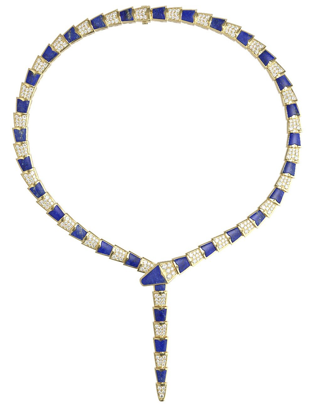 Колье из лимонного золота c бриллиантами и лазуритом