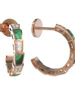 Серьги из золота c бриллиантами и малахитом