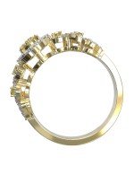 Кольцо из лимонного золота c бриллиантами и сапфиром