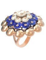 Кольцо из золота c лазуритом и перламутром